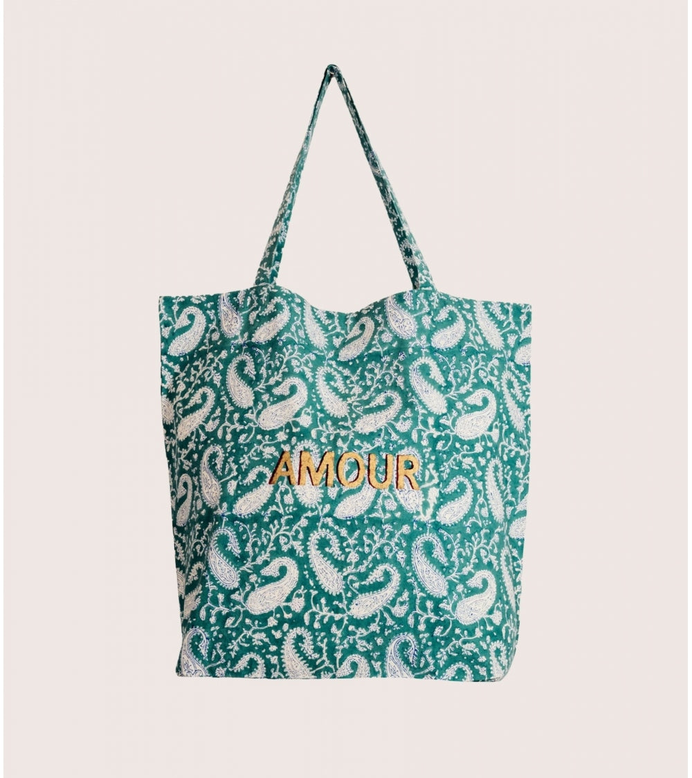 Tote Bag Paisley Vert - Amour