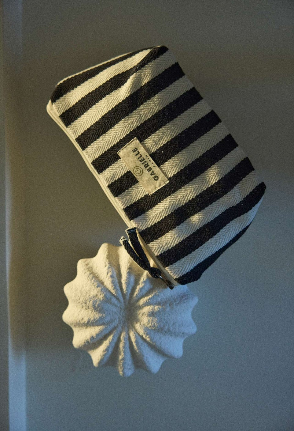 Trousse de Beauté en Coton Rayures Noires