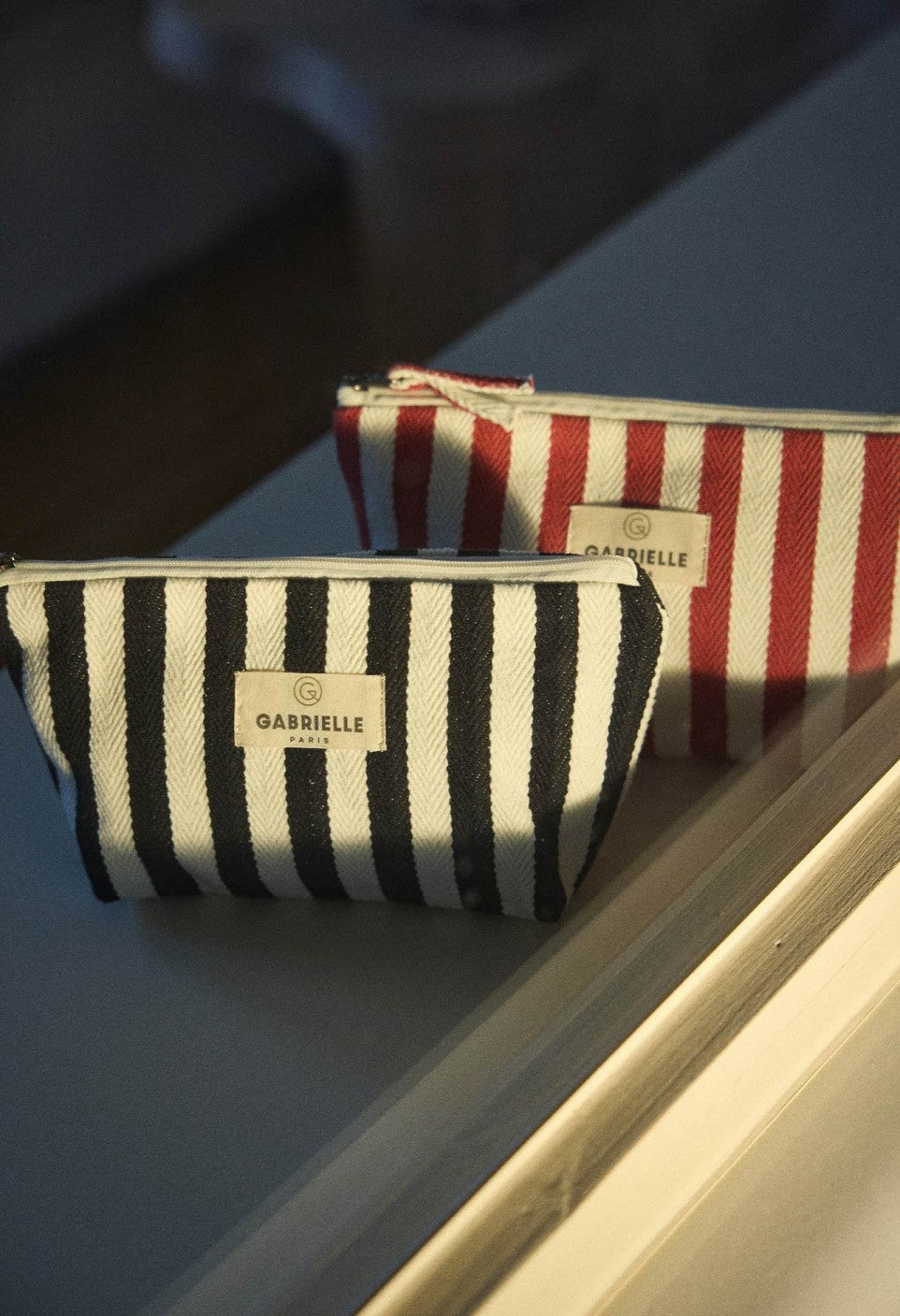 Trousse de Beauté en Coton Rayures Rouges