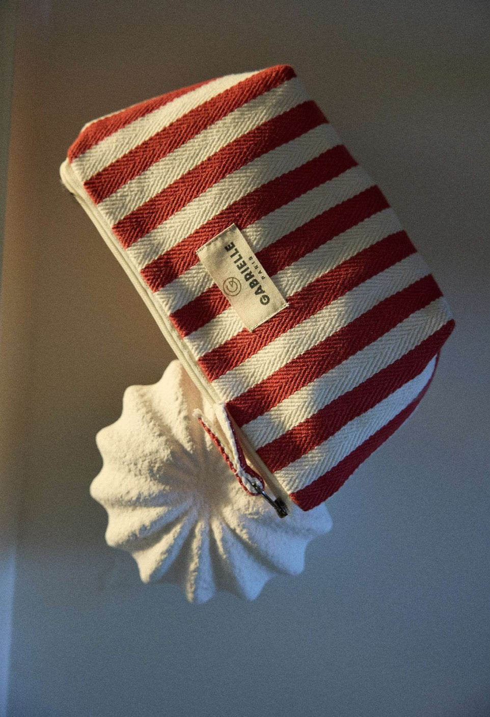 Trousse de Beauté en Coton Rayures Rouges