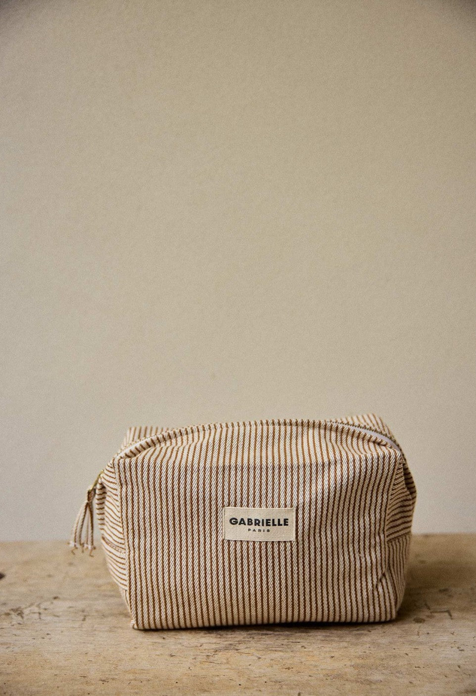 Trousse de Toilette en Coton Rayures Argile