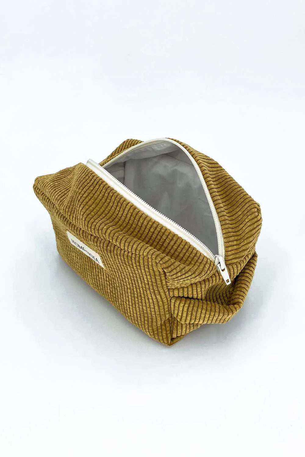 Trousse de Toilette en Velours Côtelé Noisette