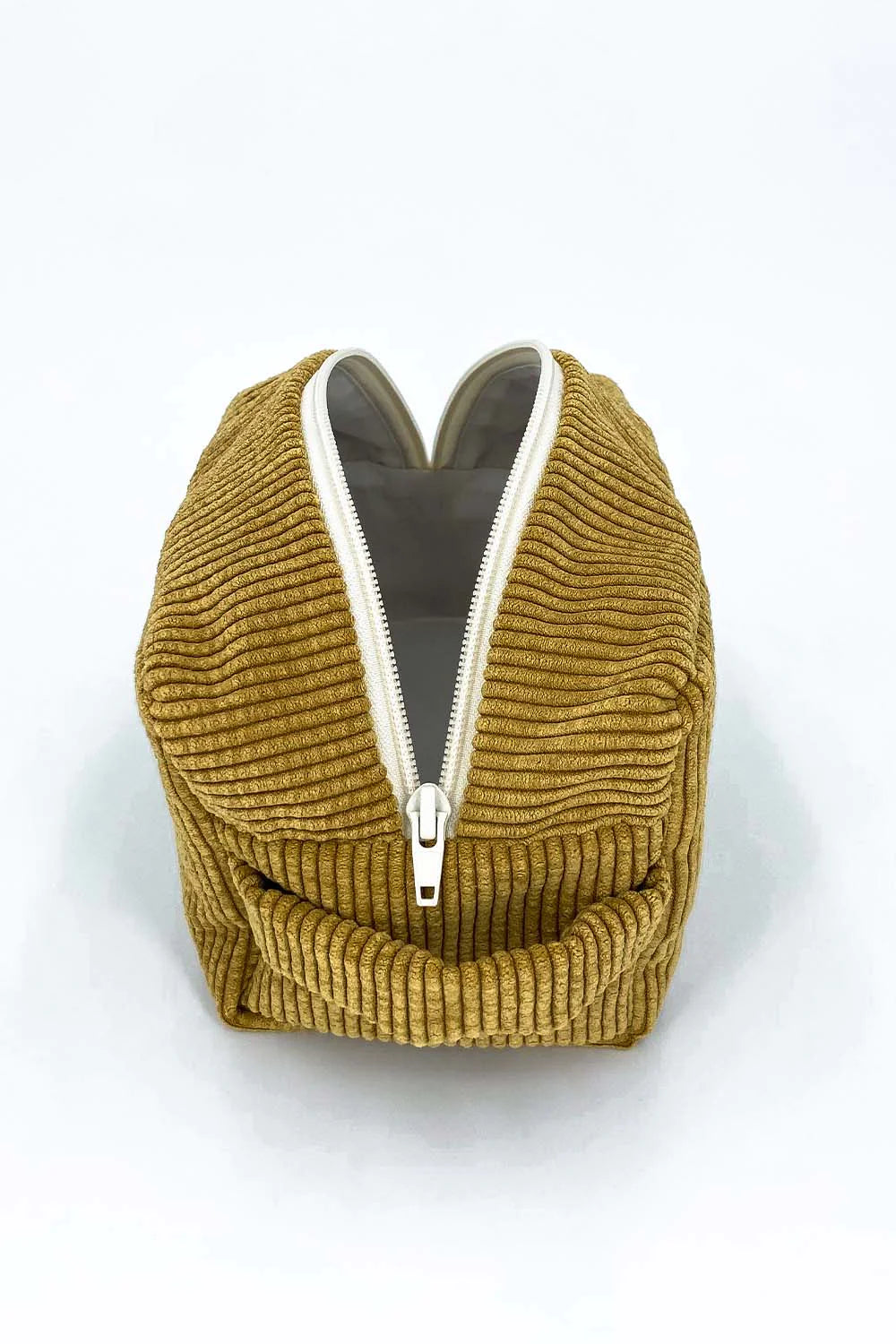 Trousse de Toilette en Velours Côtelé Noisette