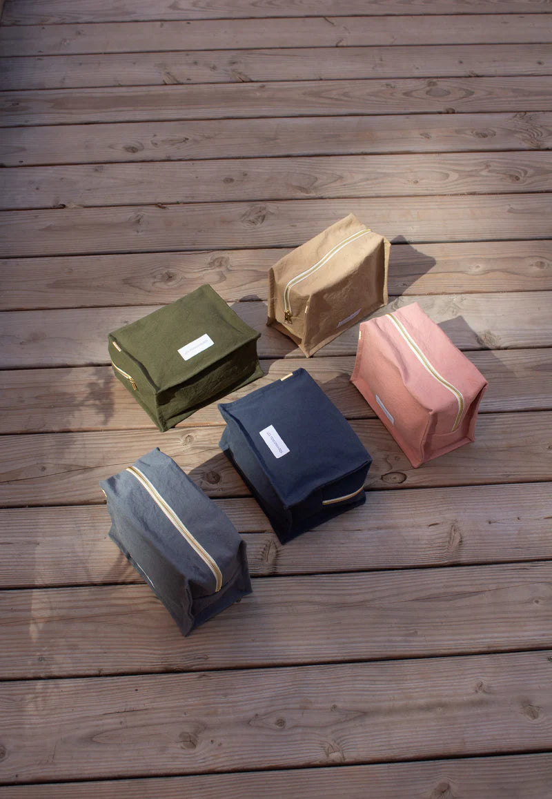 Trousse de Toilette Cube Coton Bio- Bleu Orage