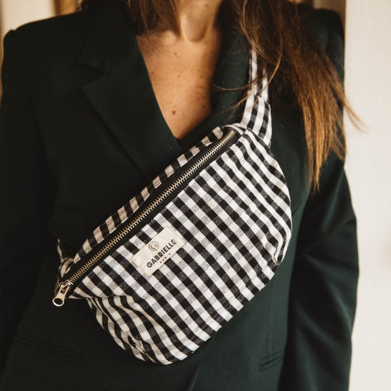 Banane en Coton Imprimé Vichy Noir