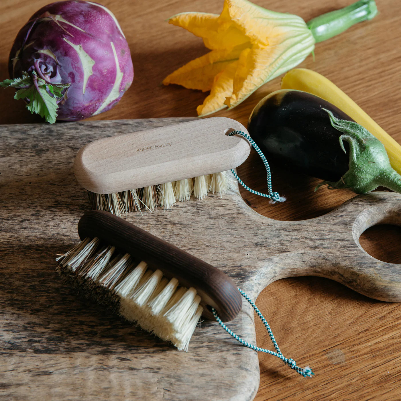 Brosse à Légumes 2 Duretés + Lien - Hêtre