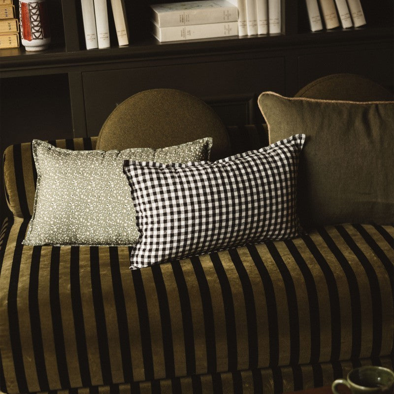 Housse de Coussin Taormina en Lin Vichy Black 30 x 50
