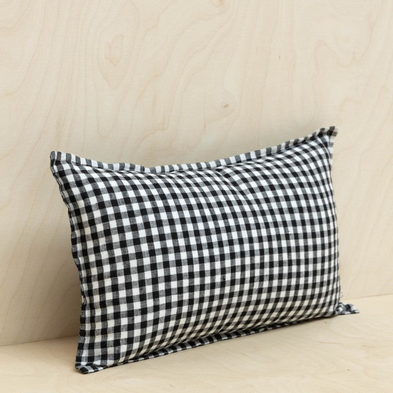 Housse de Coussin Taormina en Lin Vichy Black 30 x 50