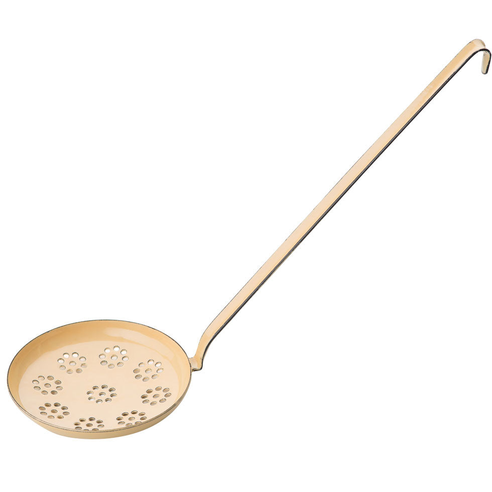 Ecumoire Plat en Email Jaune 12cm