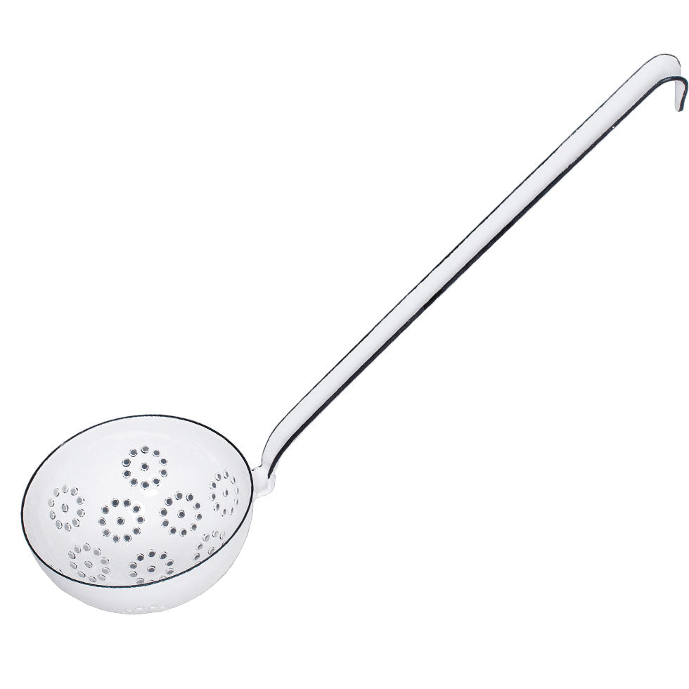 Ecumoire Profond en Email Blanche 9cm