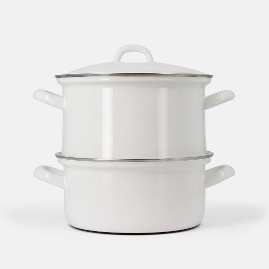 Ensemble Cuit-Vapeur en Email Blanc 2L