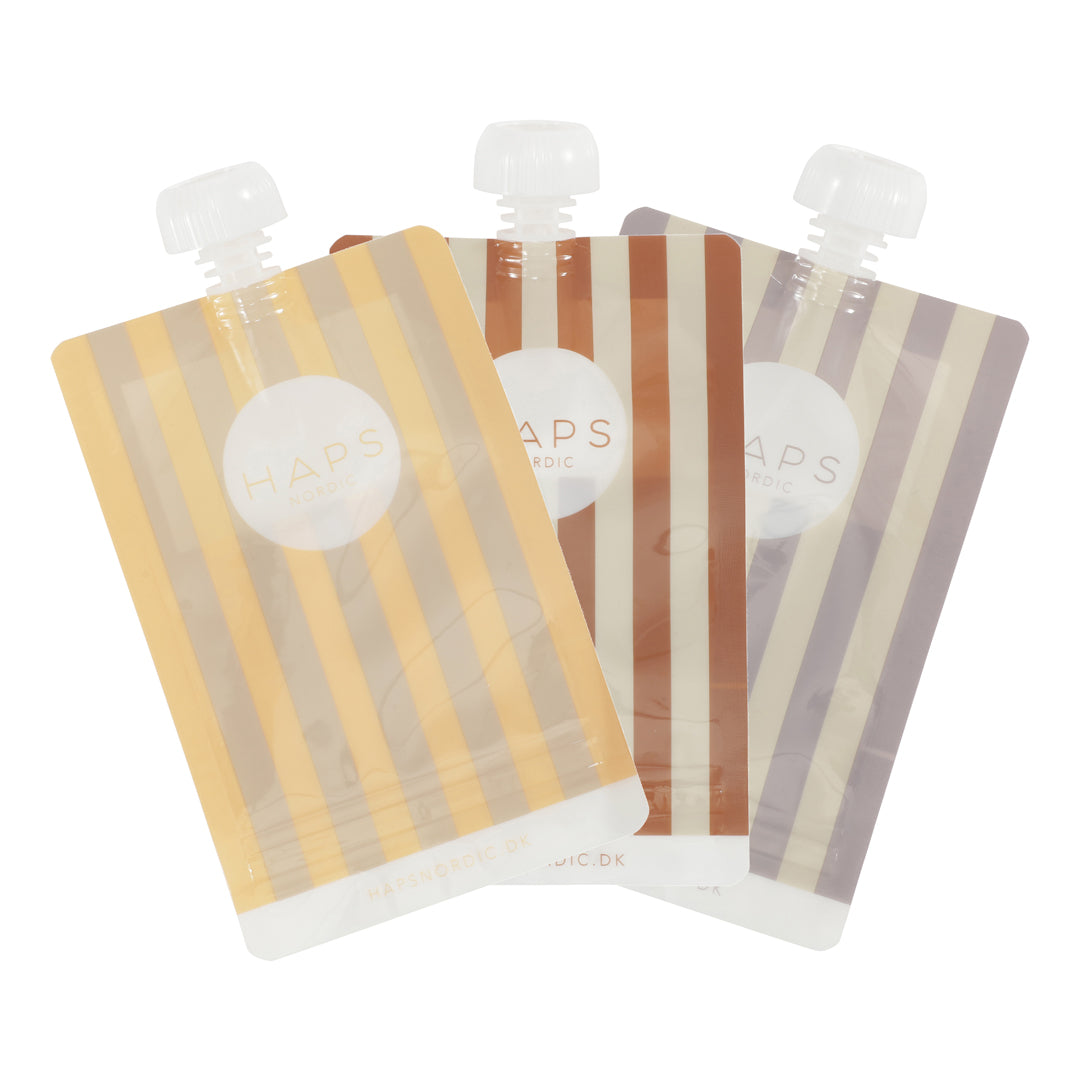 Set de 3 Gourdes à Compotes Réutilisables - Warm Rayures