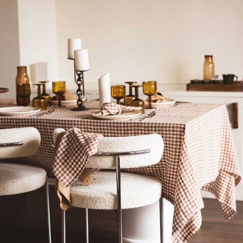Nappe en Lin Vichy Brique 175x250cm