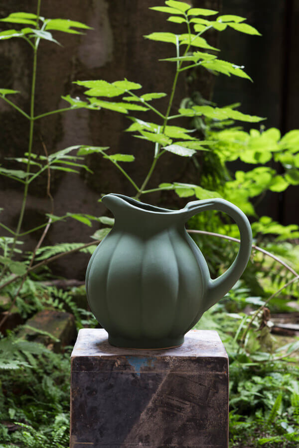 Pichet en Grès - Citrouille - Vert Mousse 1L
