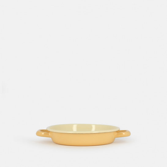 Plat 2 Anses en Email Jaune 18cm