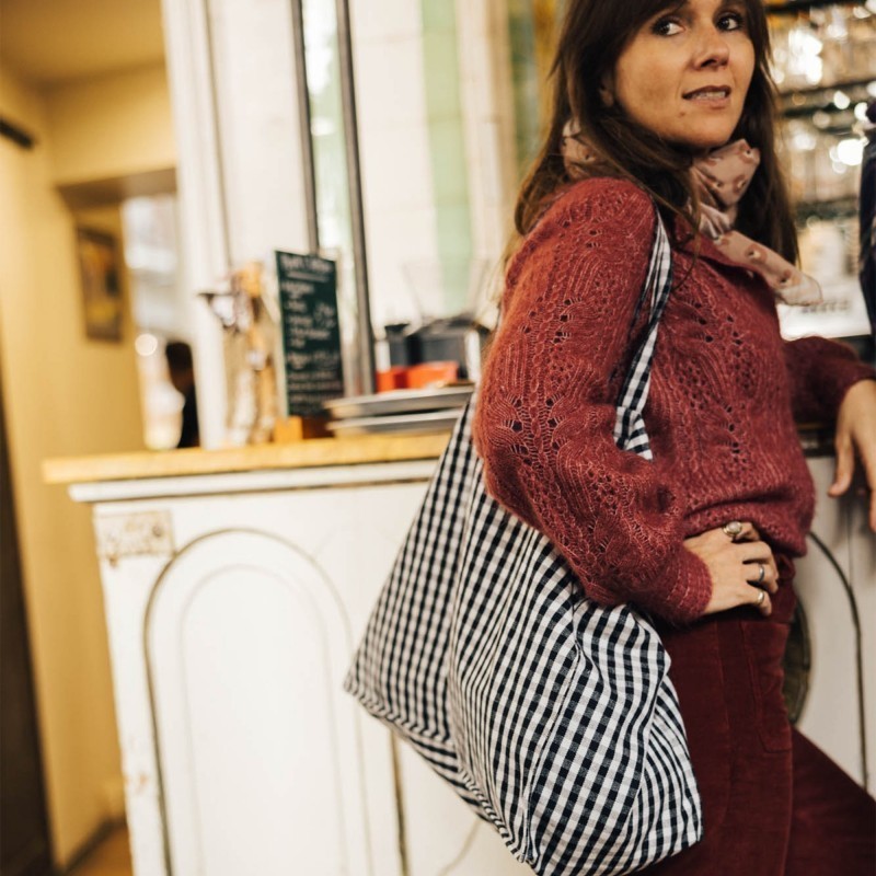 Sac à Main en Coton Vichy Black