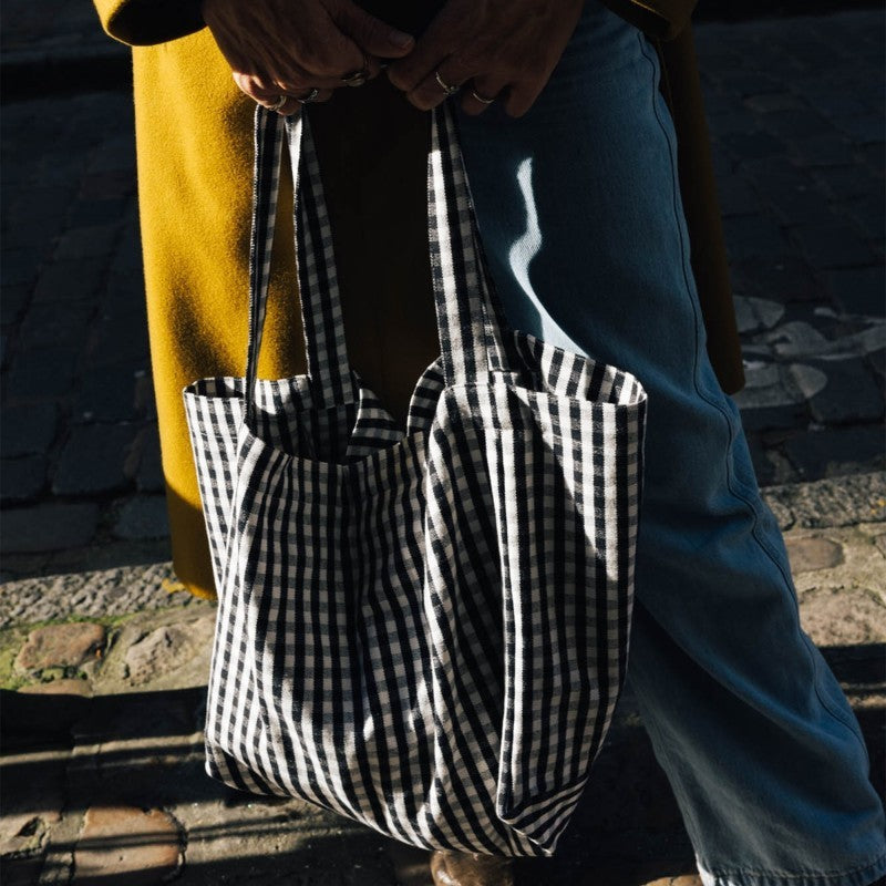 Sac à Main en Coton Vichy Black