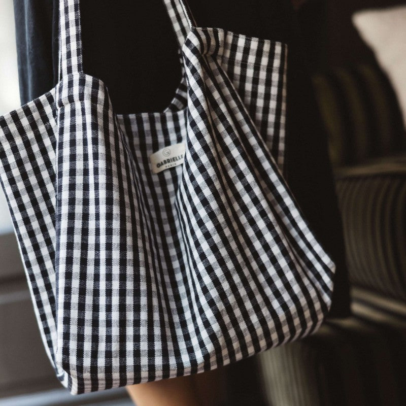 Sac à Main en Coton Vichy Black