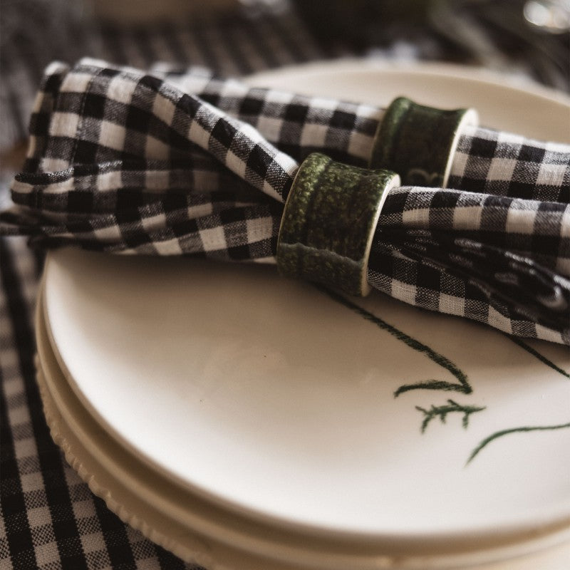 Serviette de Table en Lin Vichy Black