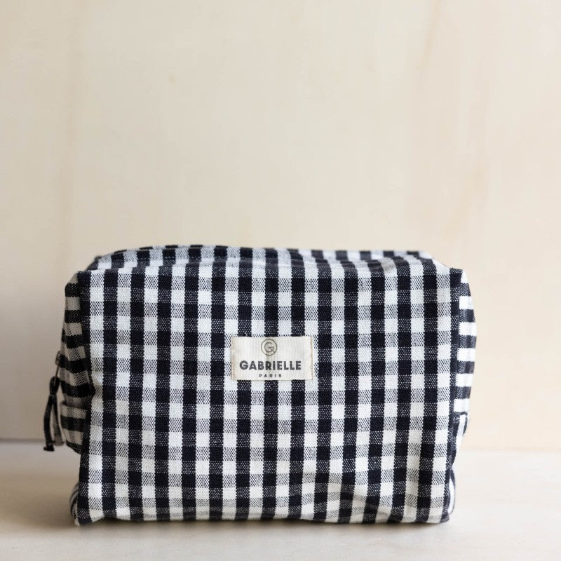 Trousse de Toilette en Coton Vichy Black