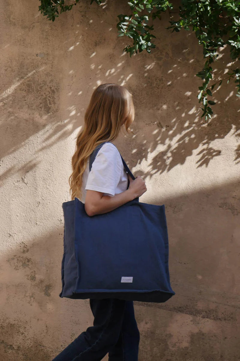 Grand Cabas Coton Bio Bleu Orage