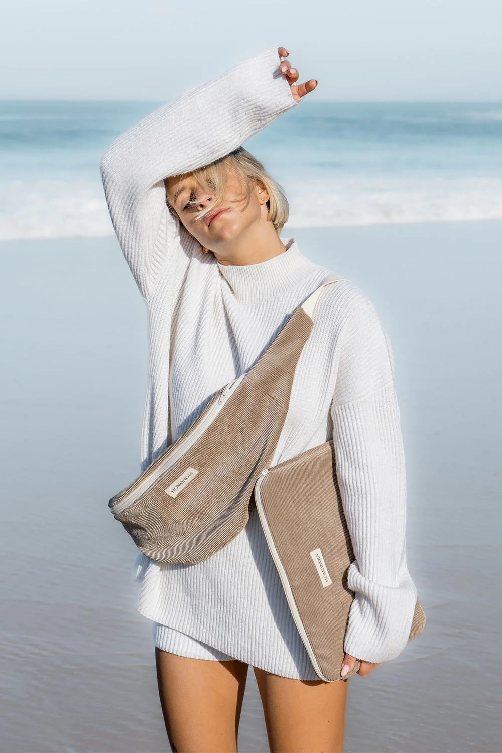 Banane en Velours Côtelé Taupe XL