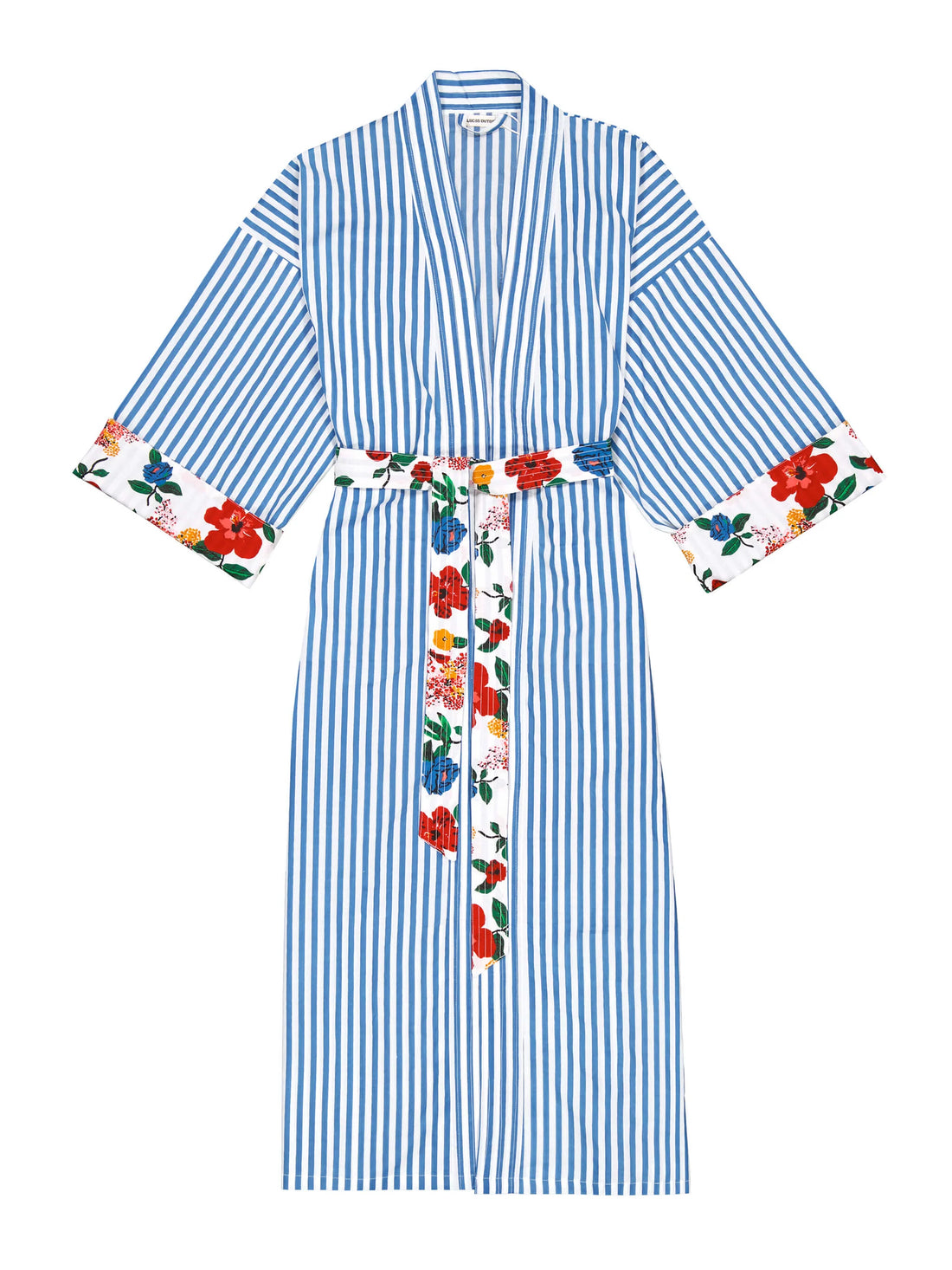 Kimono Long en Coton Blue Sun Stripes