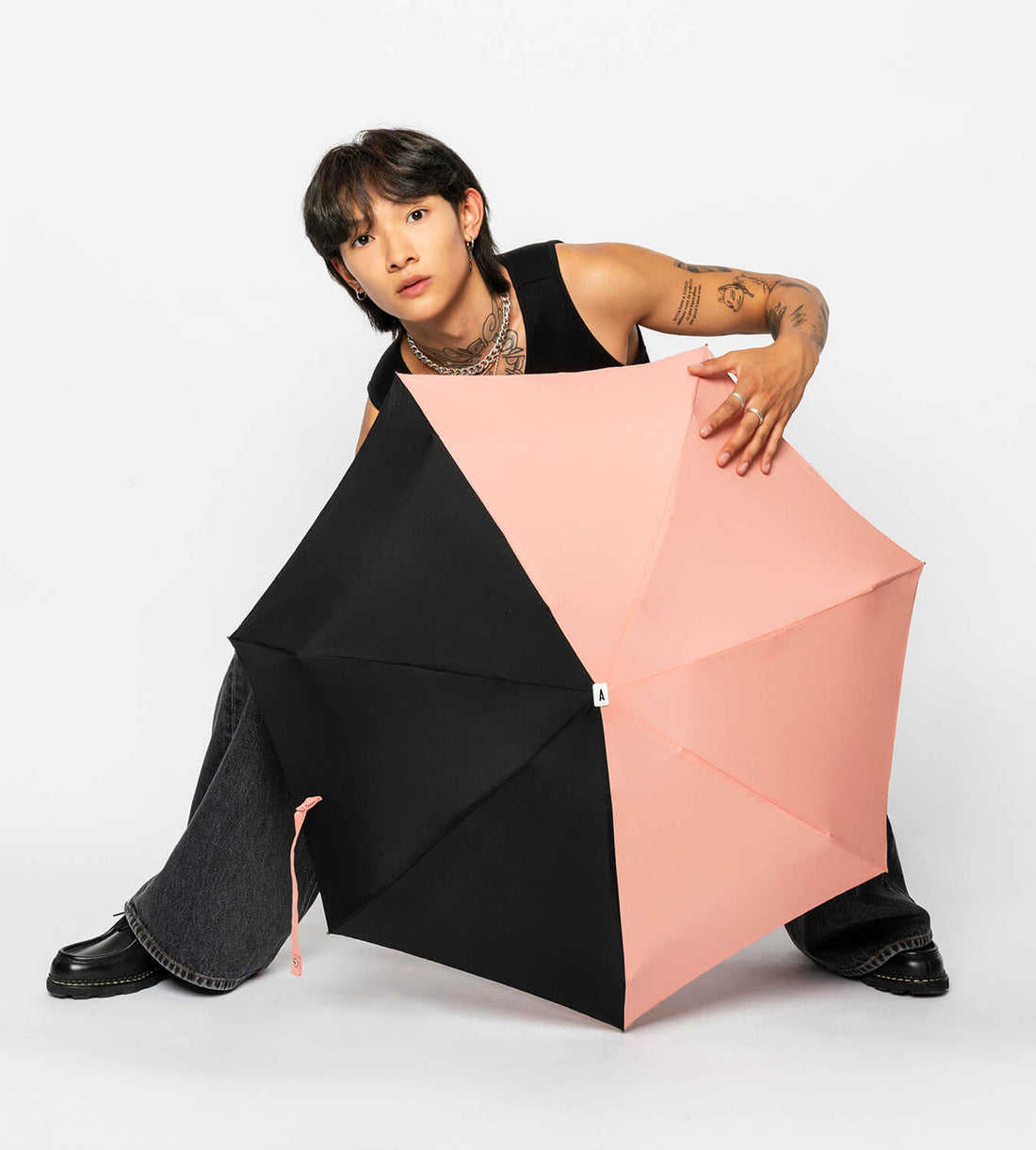 Mini parapluie anatole edith rose noir solide léger et ultra compact