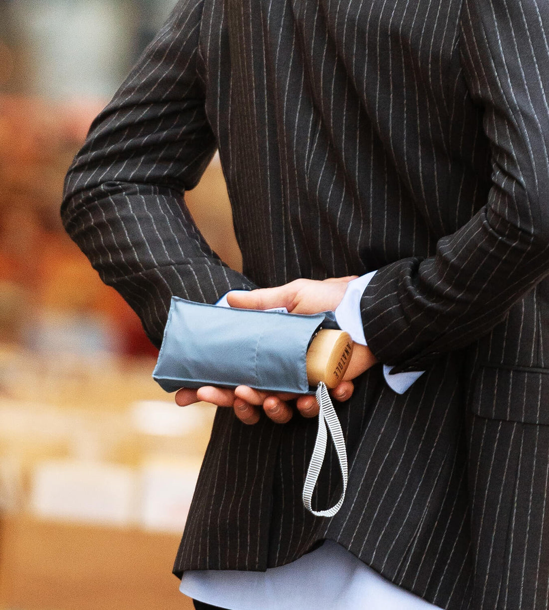 Mini parapluie anatole victor bleu gris solide léger et ultra compact