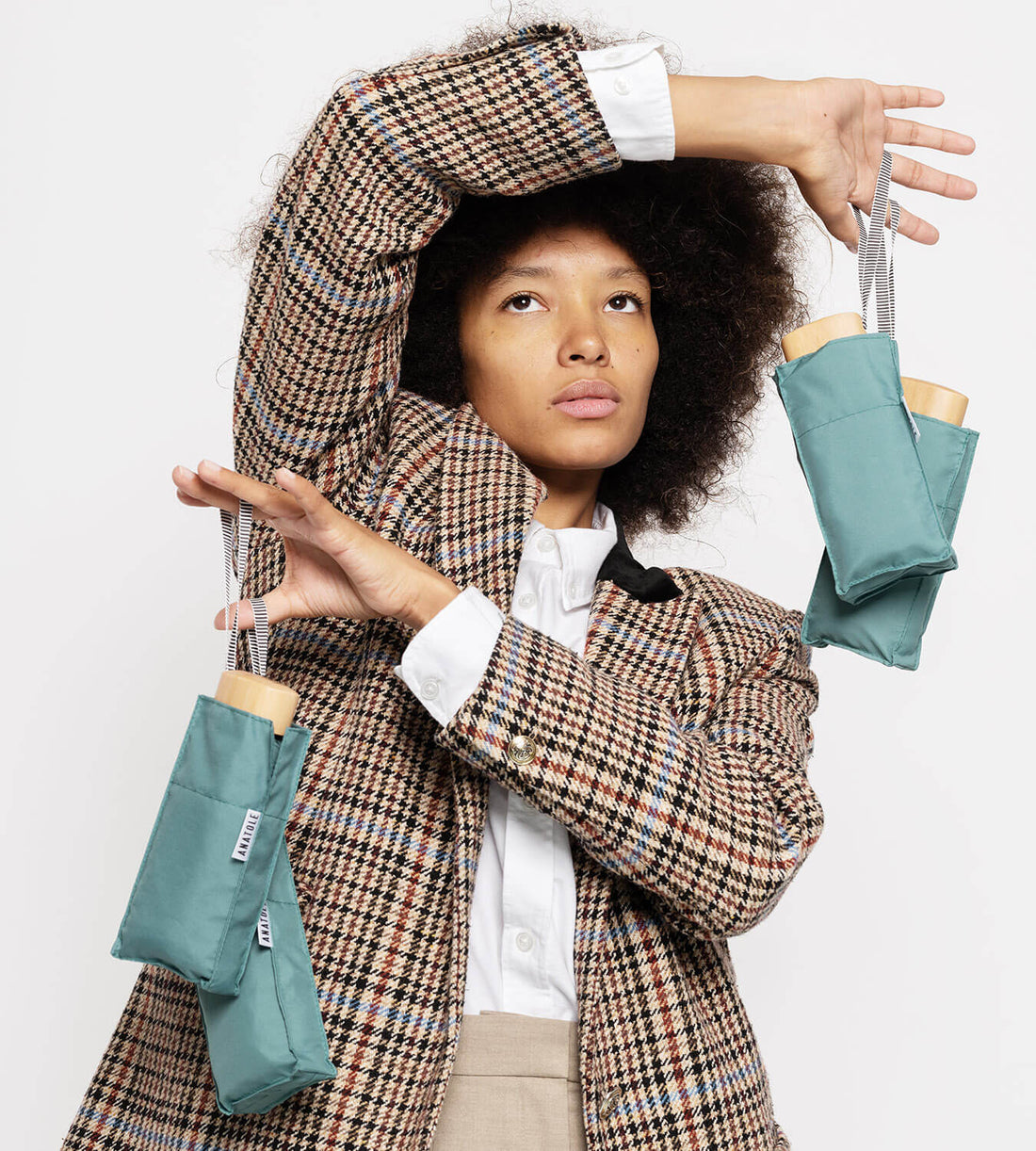 Mini parapluie anatole ambroise vert sauge solide léger et ultra compact