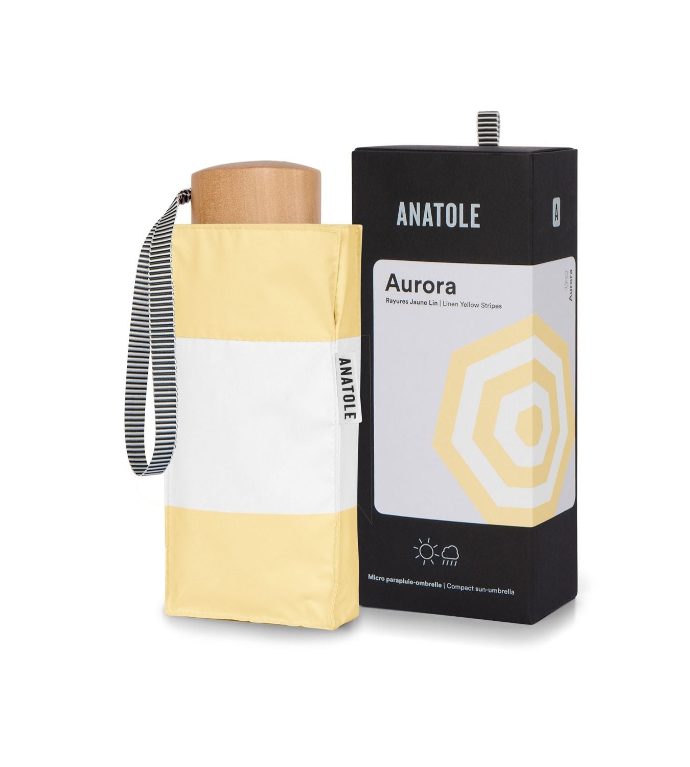 Parapluie - Ombrelle - Aurora - Rayures Jaune Lin