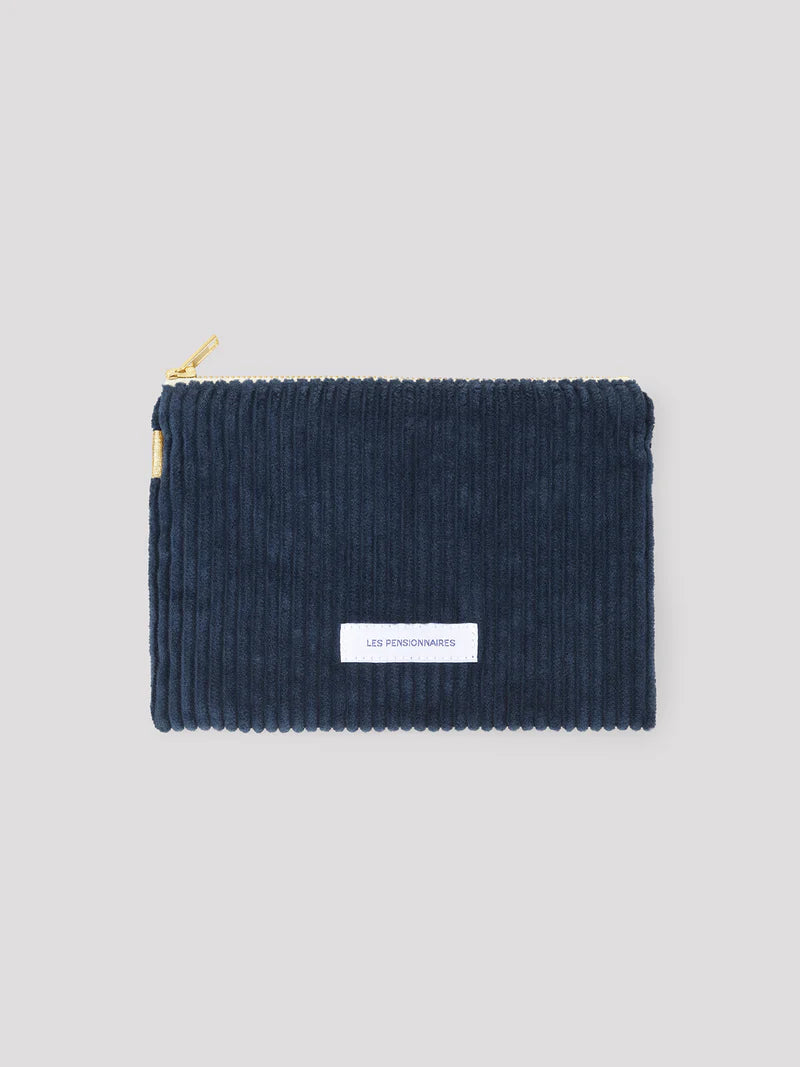 Petite pochette en velours côtelé - Bleu orage