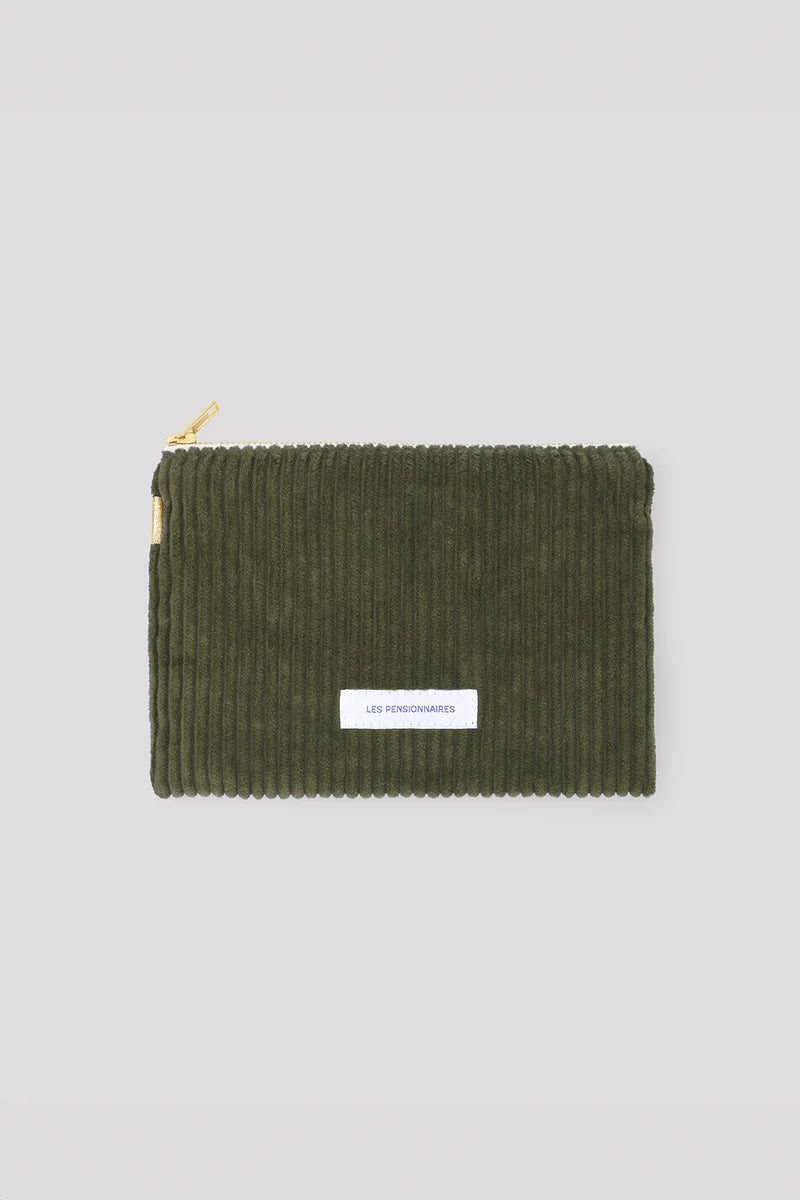 Petite Pochette Velours Côtelé - Vert Câpre