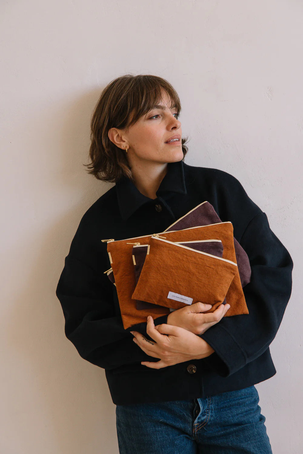 Grande Pochette en Coton Bio - Violet Aubergine