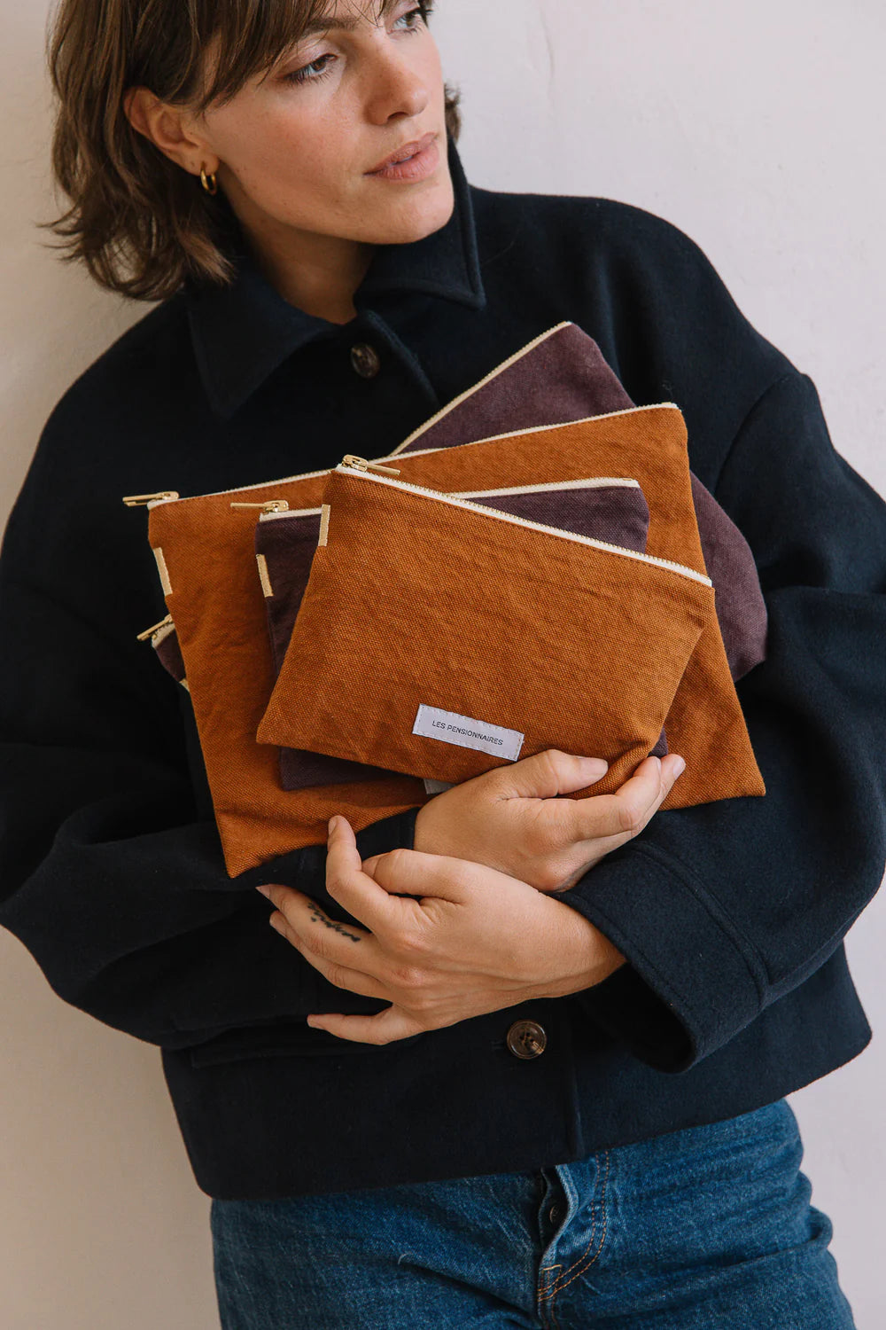 Grande Pochette en Coton Bio - Marron Caramel