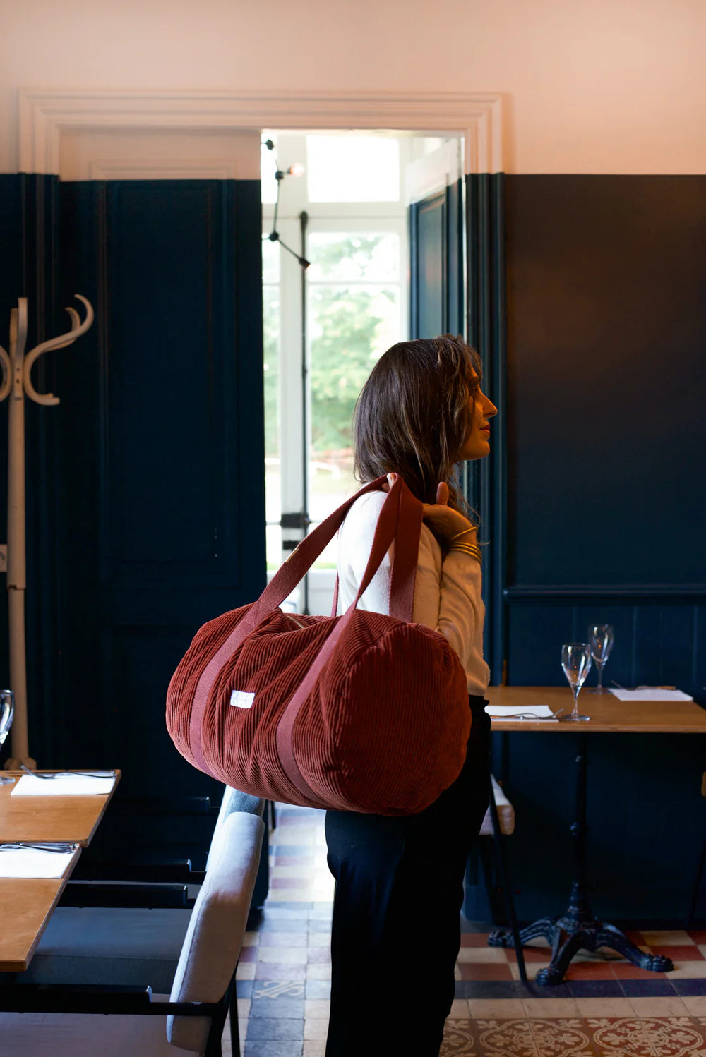 Sac Bowling en Velours - Rouille