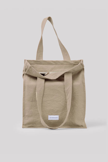 Sac Zippé en Coton Bio - Beige Sable