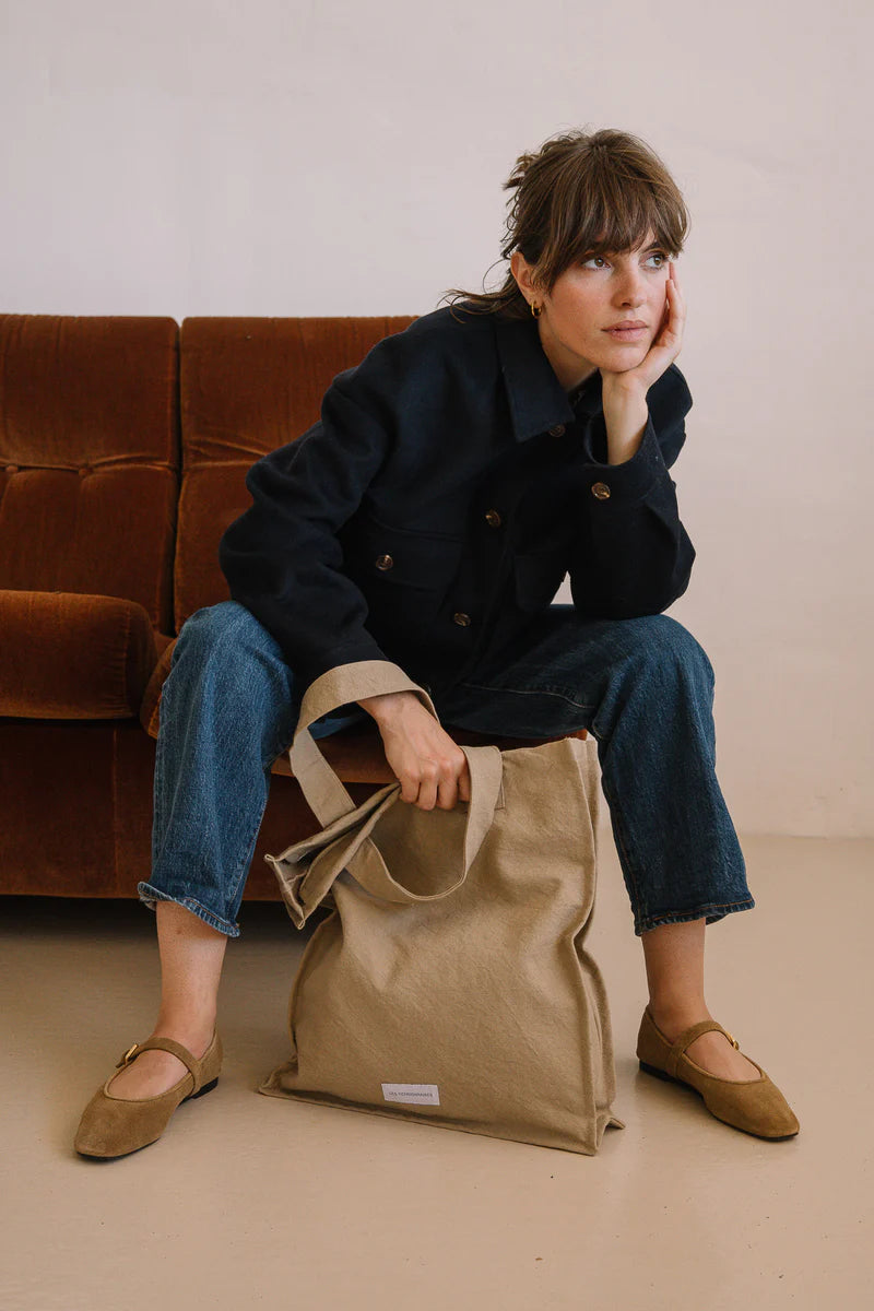 Sac Zippé en Coton Bio - Beige Sable