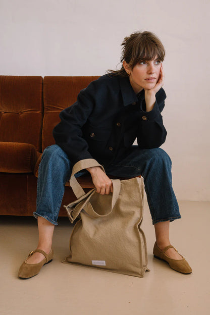 Sac Zippé en Coton Bio - Beige Sable