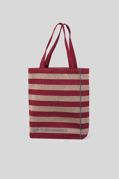Tote Bag Rayé en Fibres Recyclées - Rouille et Beige