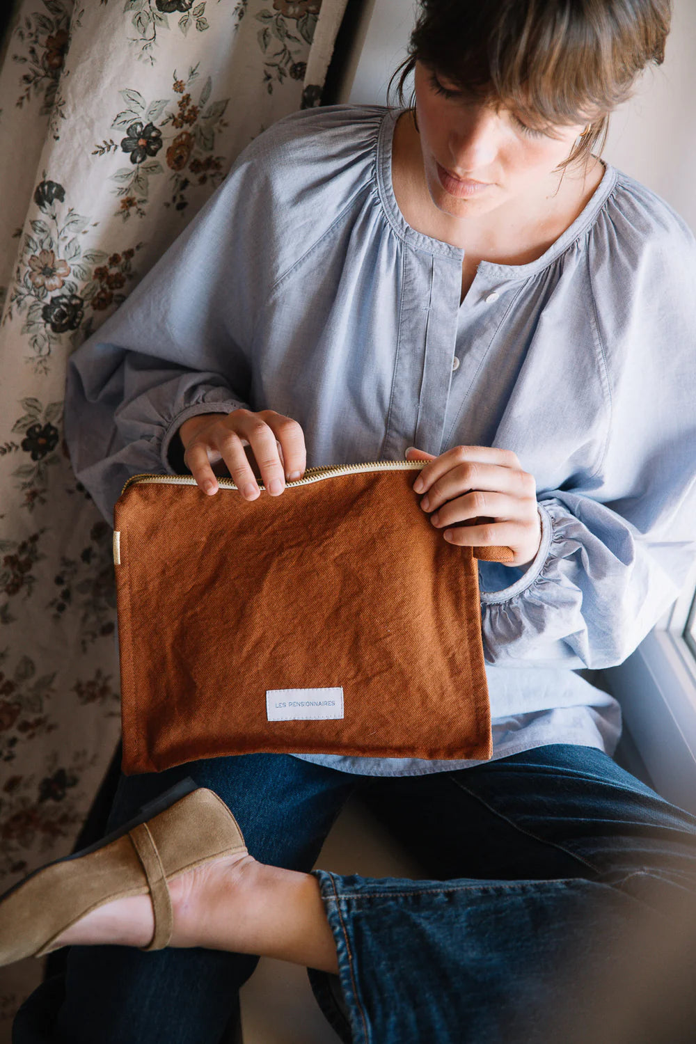 Trousse de Toilette en Coton Bio - Marron Caramel