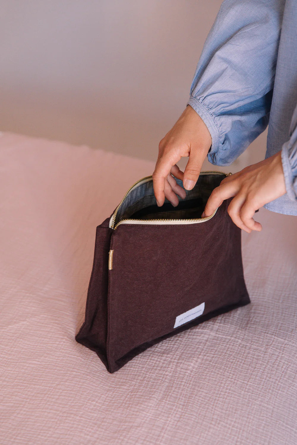 Trousse de Toilette en Coton Bio - Violet Aubergine