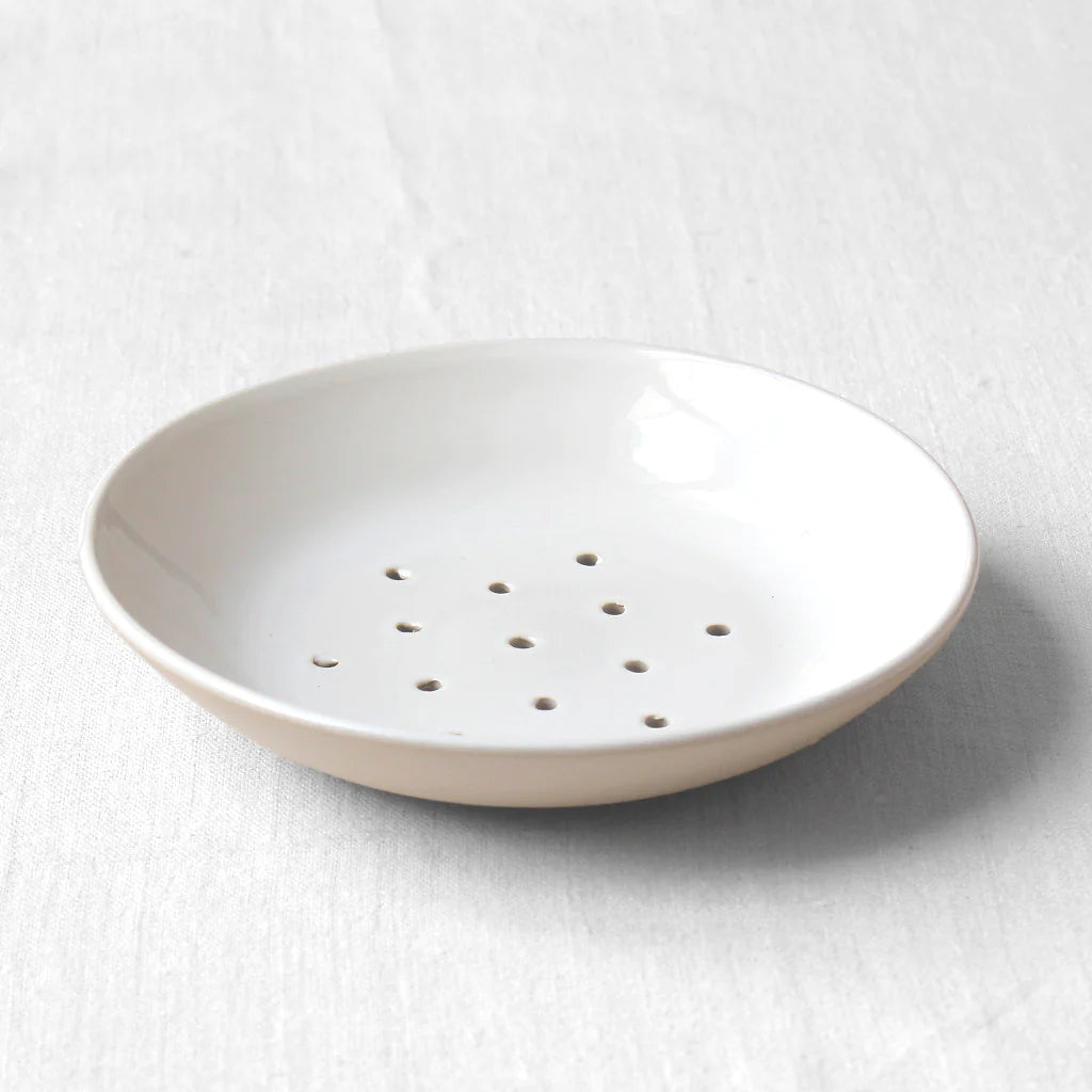 Assiette Égouttoir en Grès - Blanc et Naturel