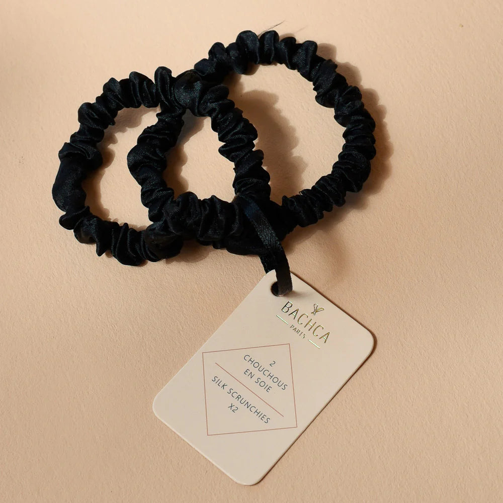 Lot de 2 Chouchous en Soie - Noir