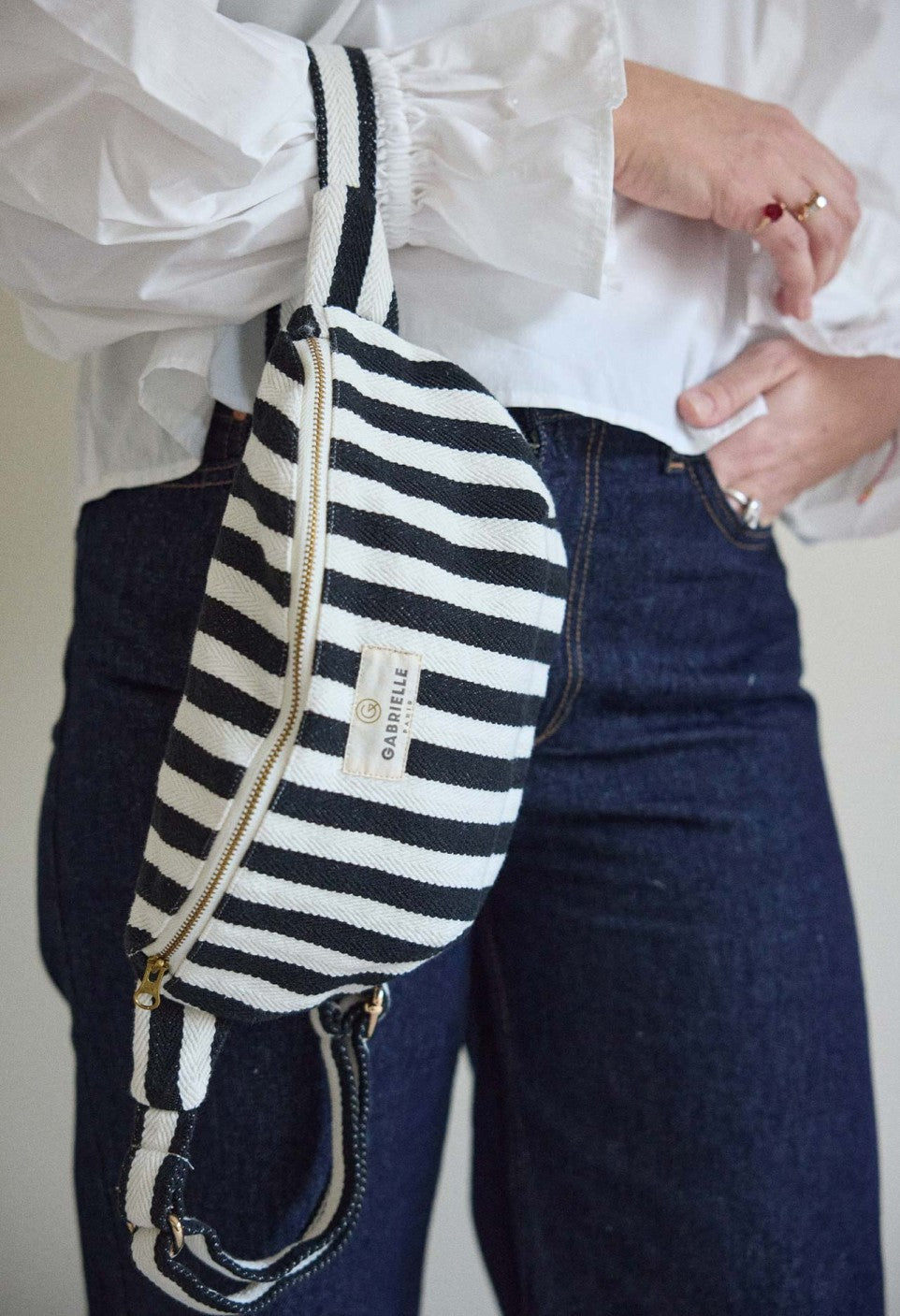 Banane en Coton Rayures Noires