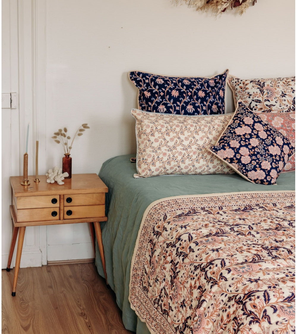 Edredon Couette Indienne en Coton Archana Navy 160 x 225