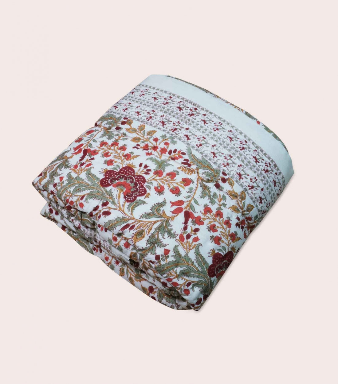 Edredon Couette Indienne en Coton Archana Tilleul 160 x 225