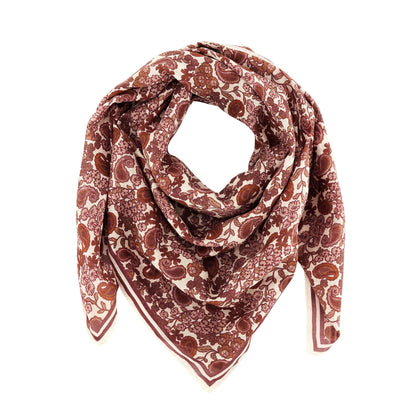 Foulard en Coton Arabesque Bordeaux