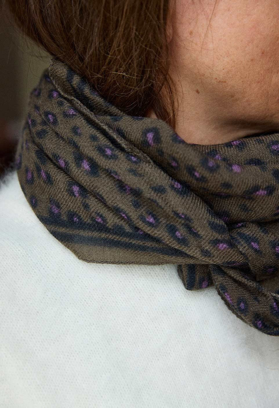 Foulard en Laine Léopard Forêt