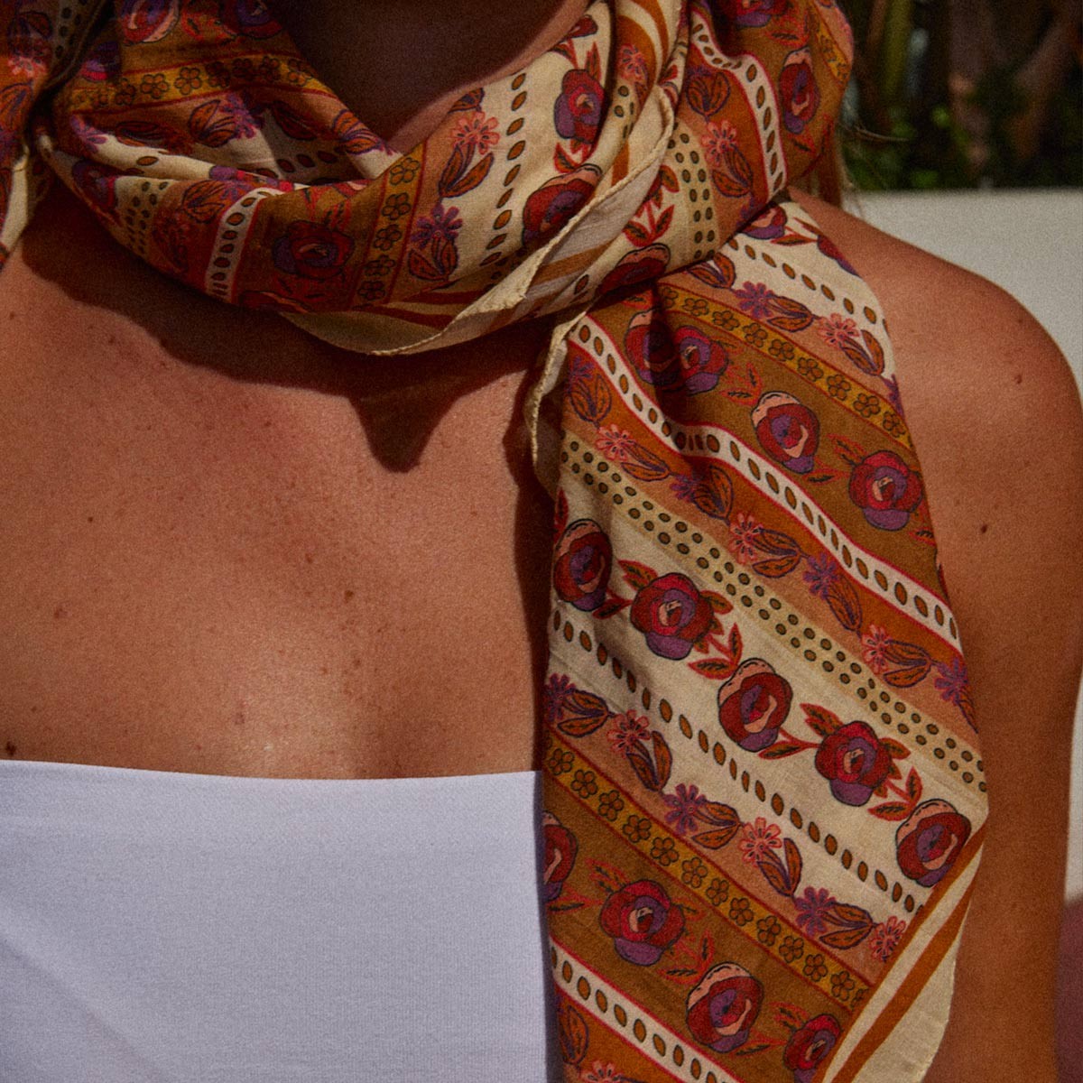 Foulard en Coton Flores Grenat